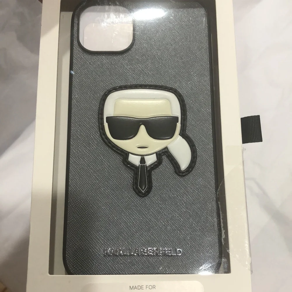 Karl Lagerfeld charcoal steel gray iPhone 14 Max slim profile‎ phone case new